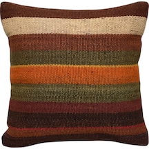 Zehra Abla Halı Yeni El Dokuma Dekoratif Kilim Kırlent Yastık Kılıfı 6418 Çok Renkli