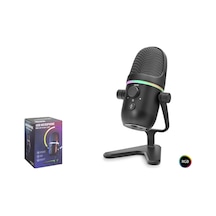 Hadron Me5 Gaming Rgb Masaüstü Mikrofon Çift Modlu Gain Kontrollü Type-c 192khz 24bit - Siyah