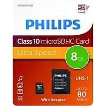 Philips Fm08mp45b/00 8gb Class10 Uhs-ı U1 Tf Adaptörlü Micro Sdhc Hafıza Kartı