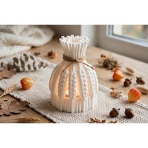3d Baskı Buğday Demeti Tealight Mumluk Jüt İpli Dekoratif Sonbahar Hasat Feneri Şamdan Masa Süsü Diğer