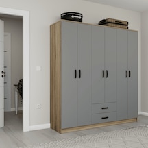 Yaman Luna-keçe 6 Kapaklı 2 Çekmeceli Gardırop Luna