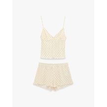 Koton Pamuklu Askılı Şortlu Puantiyeli Pijama Takımı Pembe 6slk40153mk