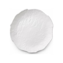 Premium Dokulu Beyaz Termo Melamin Servis Tabağı,27 Cm,kırılmaz Hafif Tabak,modern Sunum Tabağı Beyaz