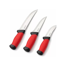 Kasap Bıçağı - Lazoğlu Redmaster - 3'lü Bıçak Seti - Kesme Doğrama - Silikon Sap Çok Renkli