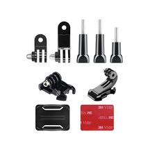 Gplus Bs09kvjh 9 Parça Oval Zemin Kavisli Yüzey Vidalı J-hook Hızlı Tak 3 Yollu Aksiyon Kamera Uyumlu 3m Yapışkanlı Motor Kask Bağlantı Seti Siyah