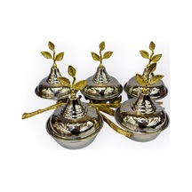 5 Li Bakır Zeytin Dalı Çerezlik Ve İkramlık Gümüş