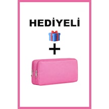 Kalem Kutusu Çift Gözlü Kalemlik Hediyeli Pembe