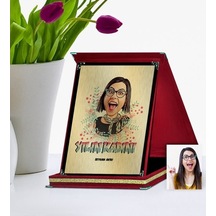 Kişiye Özel Yılın Kadını Karikatür Kırmızı Plaket - 5