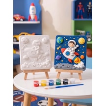 Astronot Çocuk 15x15 Taş Boyama Seti Çocuk Ve Yetişkin Hobi Seti