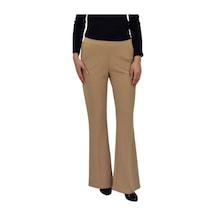 Nazal Kadın İspanyol Paça Beli Lastikli Kumaş Pantolon Bgl-st04321 Camel