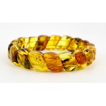 Kehribar Bileklik Fosilli Roleks Özel Tasarım Ambergold Blk23-45 Çok Renkli
