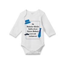 Babylimon Unisex Bebek Beyaz Biricik Oğlun Baskılı Zıbın Beyaz - 133091432 Beyaz