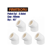 Fırat 40mm 45 Dirsek, Pprc 40 45 Dirsek, 5 Adet, 7b11001040