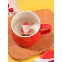 Mukko Home 3d Noel Baba Biblolu Kırmızı Porselen Kupa - 350ml Yılbaşı Temalı,kırmızı Beyaz - Çok Renkli