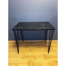 Mutfak Masası 60x90cm Metal Ayaklı Balkon Çalışma Masası Siyah