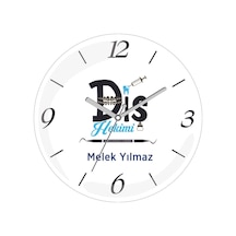 Kişiye Özel Diş Hekimi Ağrı Çap 30 Bombeli Gerçek Cam Duvar Saati Siyah