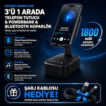 3 Ü 1 Arada Bluetooth Hoparlör Powerbank Ve Telefon Tutucu Özellikli Tf Kart Ve Usb Bellek Destekli Telefon Tutuculu Bluetooth Hoparlör