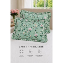 2'li Pamuklu Fırfırlı Yastık Kılıfı 50x70 Cm Yeşil Genel