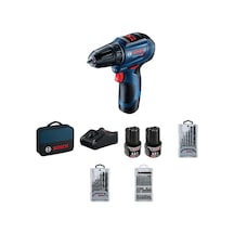 Bosch Professional 06019G9001 GSR 12V-30 2x2Ah Çift Akülü Vidalama Makinesi 39 Parça Set