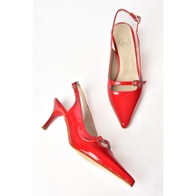Fox Shoes S654072208 Kırmızı Rugan İnce Topuklu Kadın Ayakkabı