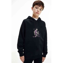 Tshirthane Anime One Punch Man Baskılı Unisex Çocuk Kapüşonlu Siyah Sweat (534713804) Siyah