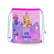 Coral High Kids Pembe Mor Milkshake Dondurma Desenli İpli Büzgülü Sırt Çantası 12644 Çok Renkli