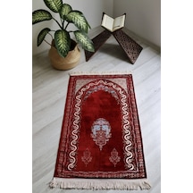 Çeyizlik Astarlı Lüks Seccade Hediyelik S1019 Siyah Kırmızı