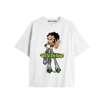 Kalic Studio Betty Boop Oversize T-shirt Beyaz Altın