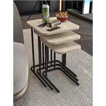 Zigon Sehpa Metal Ayak 3'lü Koltuk Yan Sehpa Zino Traverten Çok Renkli