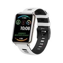 Huawei Watch Fit 2 Uyumlu Premium Sport Silikon Kordon, Beyaz/siyah