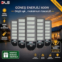 5'li Paket Dls 600w Güneş Enerjili Solar Sokak Ve Bahçe Lambası, Lifepo4 Bataryalı, Ip66, Hareket Sensörlü, Uzakt