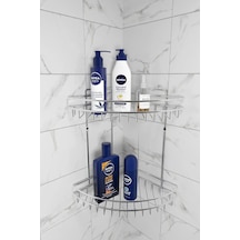 Suntel İki Katlı Banyo Rafı, Banyo Düzenleyici, Duşakabin Rafı, Banyo Köşeliği Krom