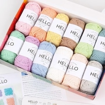 Hello%100 Pamuk İp Seti 12 X 25g Pastel Renk Yumak, Örgü, Tığ İşi, Amigurumi Ve Punch İçin El İşi İpi