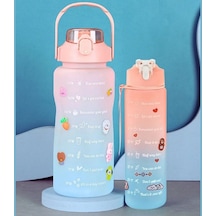 Buffer İkili Motivasyon Su Şişesi Sızdırmaz Kapaklı, Stickerlı