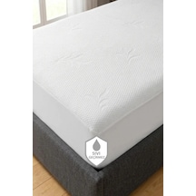 Bambu Desen Sıvı Geçirmez Alez Ultra Sessiz Fitted Yatak Koruyucu, Nefes Alabilen Premium Beyaz