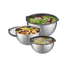 Mondi Kapaklı Kase Seti, 1 L, 2,5 L Ve 4,5 L, Paslanmaz Çelik, Karıştırma Kasesi, Salata Kasesi, Servis Kasesi, Mut Diğer