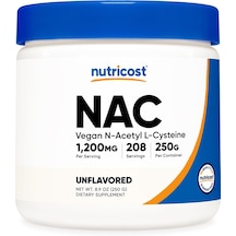 Nutricost N-acetyl L-cysteine N.a.c Powder 250 Gram 208 Servis Aromasız