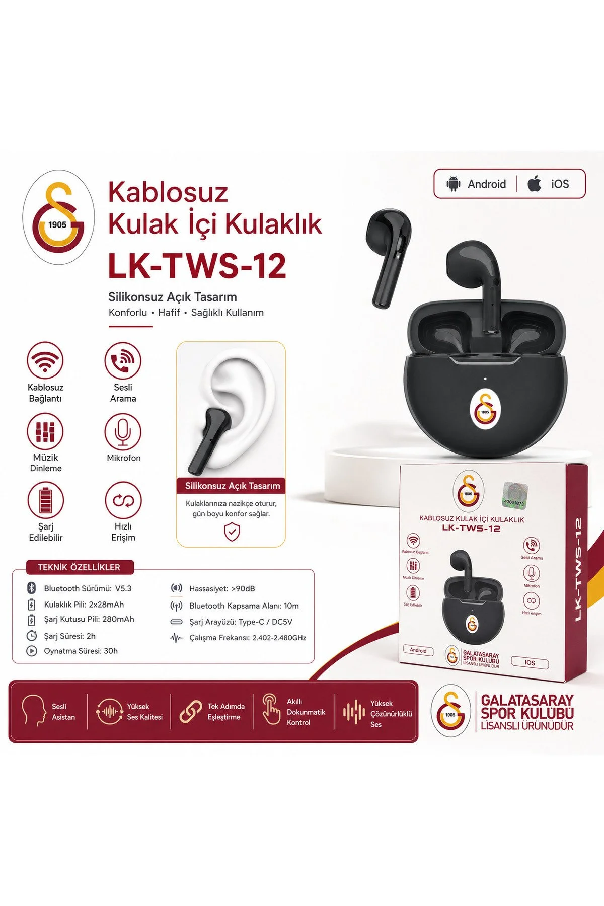 Lisanslı Bandrollü Tws Kablosuz Kulak İçi Kulaklık Şampiyon Ses