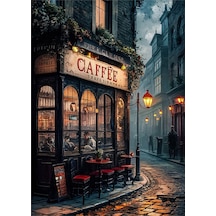 Yol Kenarındaki Kafe Tasarım Ahşap Tablo 35cm X50cm