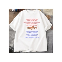 Tarzsokak Kadın Korku Beni Balık Korku Beni T-shirt Balıkçılık Meme Tgarip Komik Balıkçılık T-s 2928 Beyaz