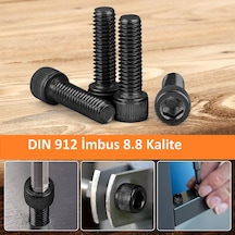 İmbus Siyah Çelik Civata Dın 912 8.8 Kalite 6x25 Mm 50 Adet