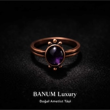 El İşi Tasarım Ametist Amethyst Doğal Taşlı Bakır Yüzük Diğer