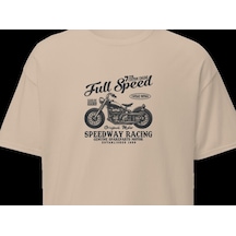 Wildstyle Full Speed Speedway Racing Motosiklet Vintage Yarış Baskılı Unisex Bisiklet Yaka Pamuklu Tişört - Ca