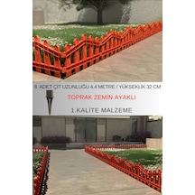 Dekoratif Plastik Bahçe Ve Peyzaj Çiti 8 Adet Çit Y: 32 Cm / G: 4.4 M Toprak Ayaklı - Kahverengi