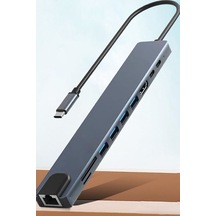 10'u 1 Arada Type-c Dönüştürücü Çevirici Cihazı Çoklu Dönüştürücü Vga Rj-45 Usb Dönüştürücü