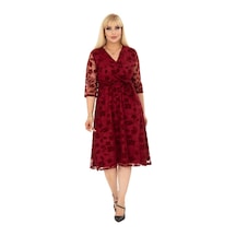 Kruvaze Yaka Büyük Beden Bordo Abiye Elbise 36b-2407 Bordo