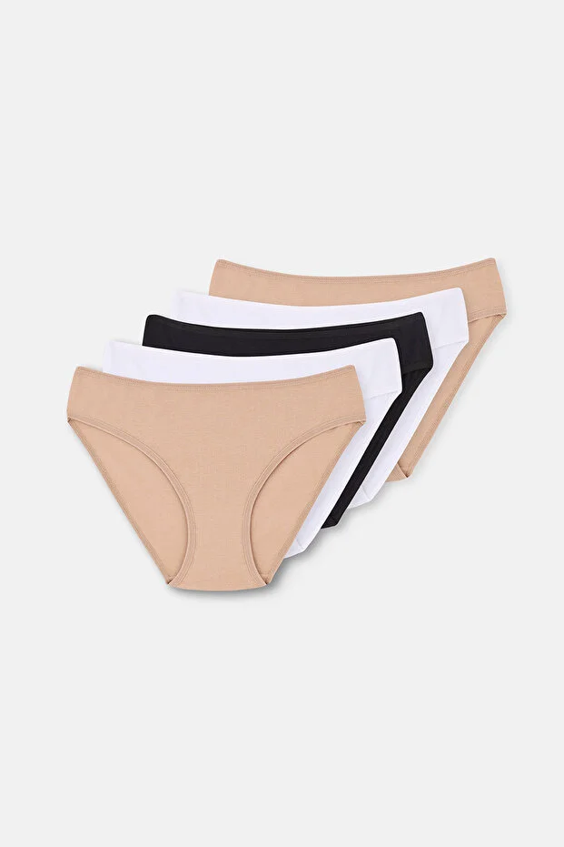 Dagi Kadın Karışık 5'li Klasik Slip Külot- 5113k Siyah-Beyaz-Ten