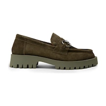 Deery Kadın Hakiki Süet Yeşil Tokalı Loafer - 02037zyslc03