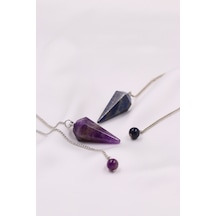 Doğal Taş Lapis Lazuli Taşı-ametist Taşı Pandül Sarkaç 2'li Set Çok Renkli