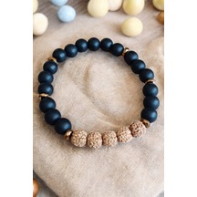 Rudraksha Bileklik Mat Oniks Taşı Bileklik Orijinal Gerçek Doğal Taş Erkek Bileklik Kadın Bileklik Rudraksha Bileklik Rudraksha Bileklik